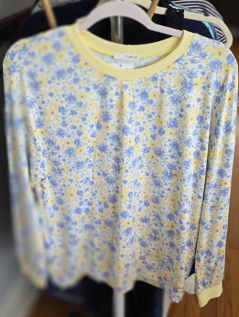 P.S. Kate Floral Yellow & Blue Long Sleeve Tee